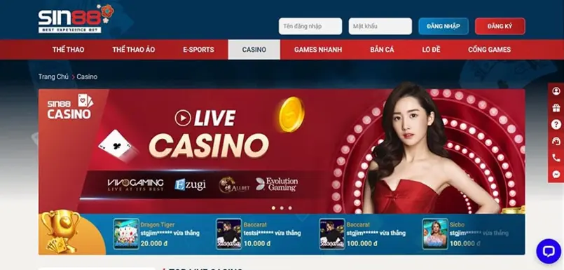 live casino sin88